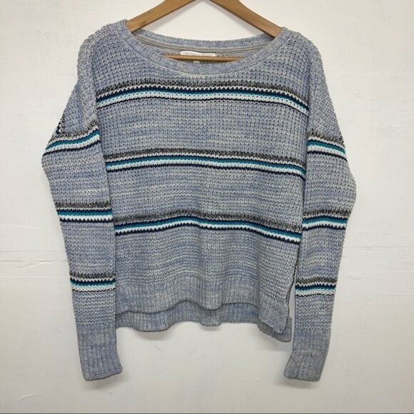 Victoria’s Secret Cotton Blue, gray and white striped sweater - Picture 1 of 6